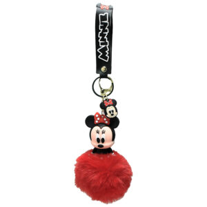 PSK-027 Pom Pom Puffy Keychain with Silicone Band - Disney Mini Mouse