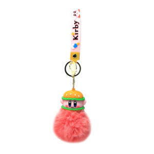 PSK-037 Pom Pom Puffy Keychain with Silicone Band - Kirby Burger