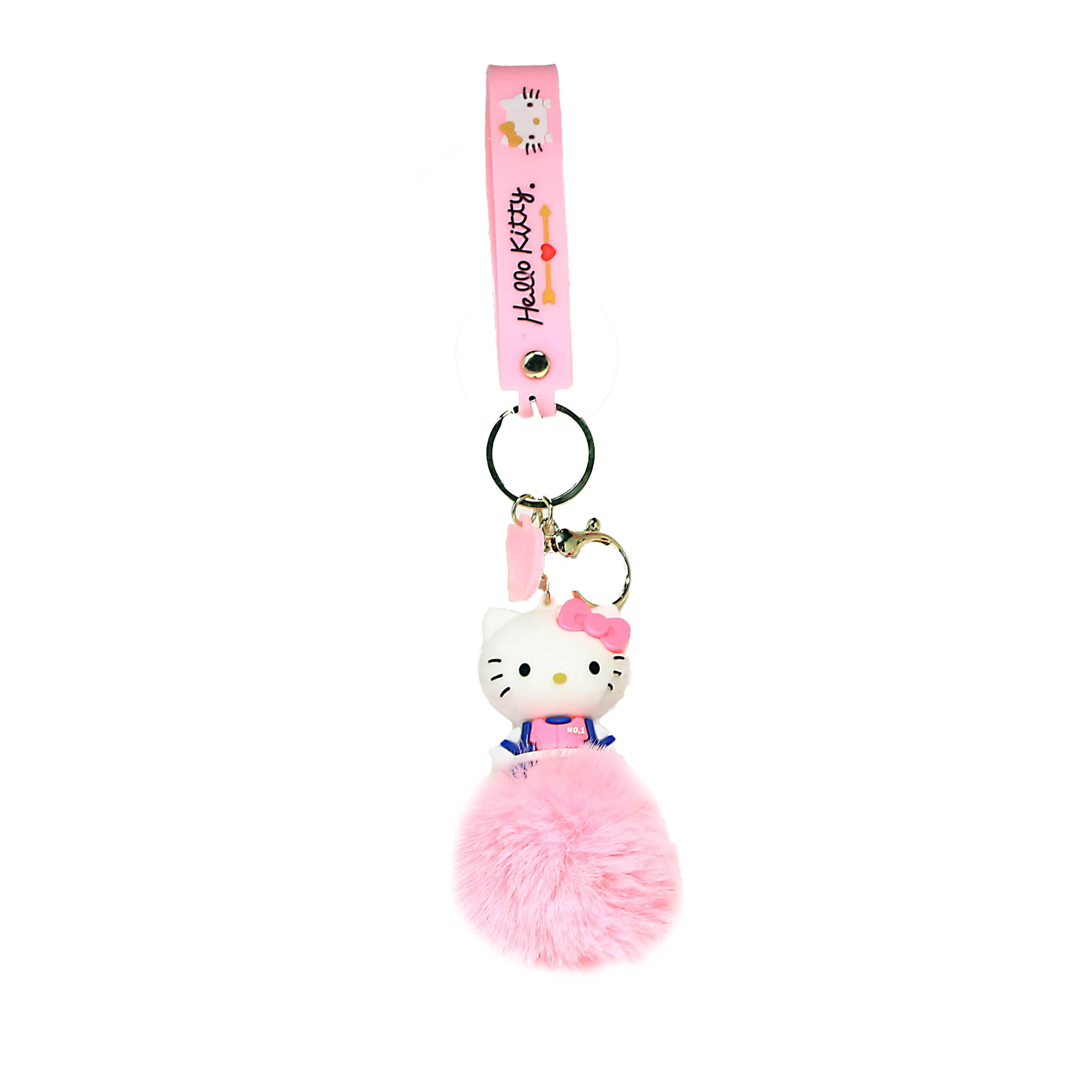 PSK-105 Pom Pom Puffy Keychain with Silicone Band – Hello Kitty – Pink No1 Shirt