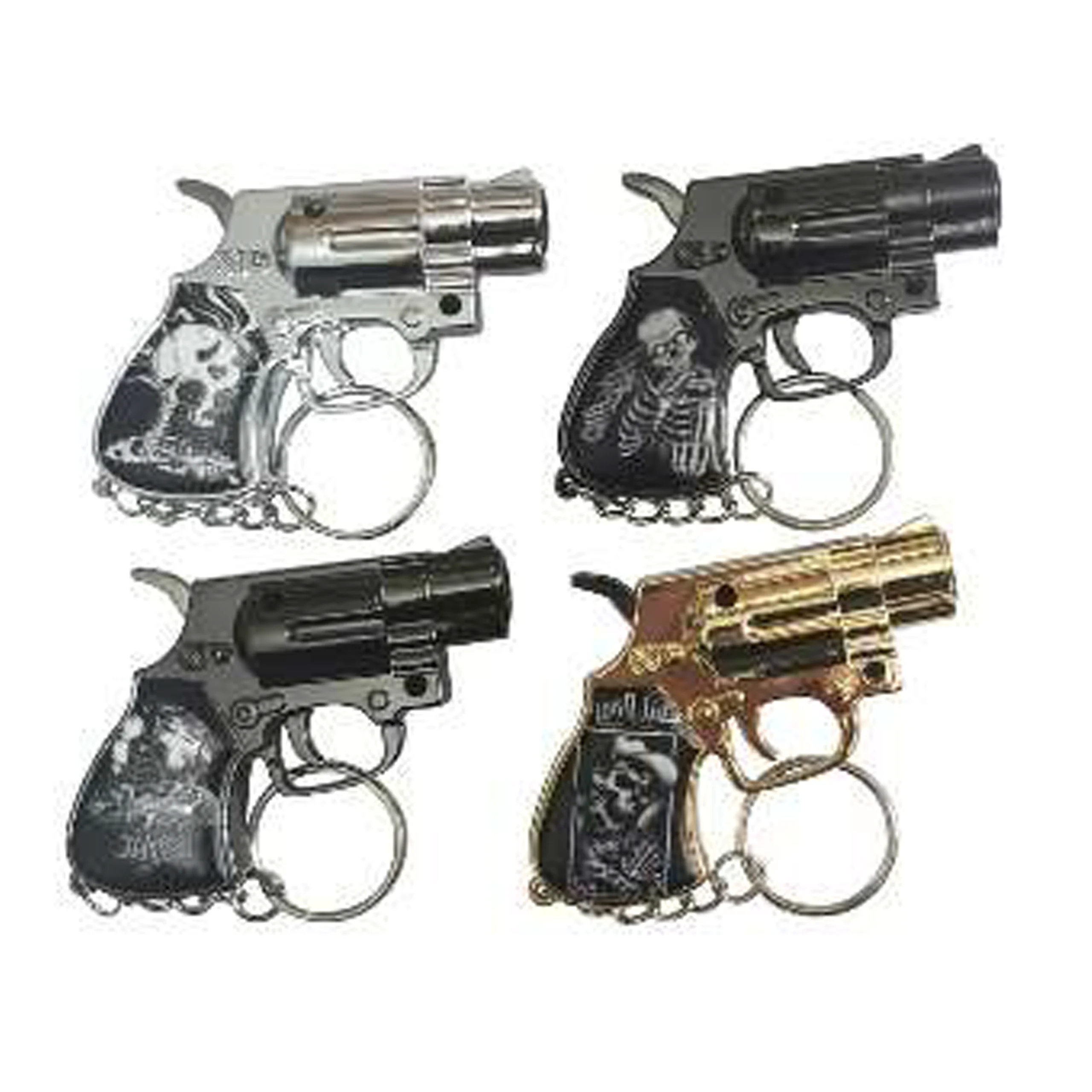 05918T-SK2 Skull Revolver Lighter w/ Key Ring (12 Count)