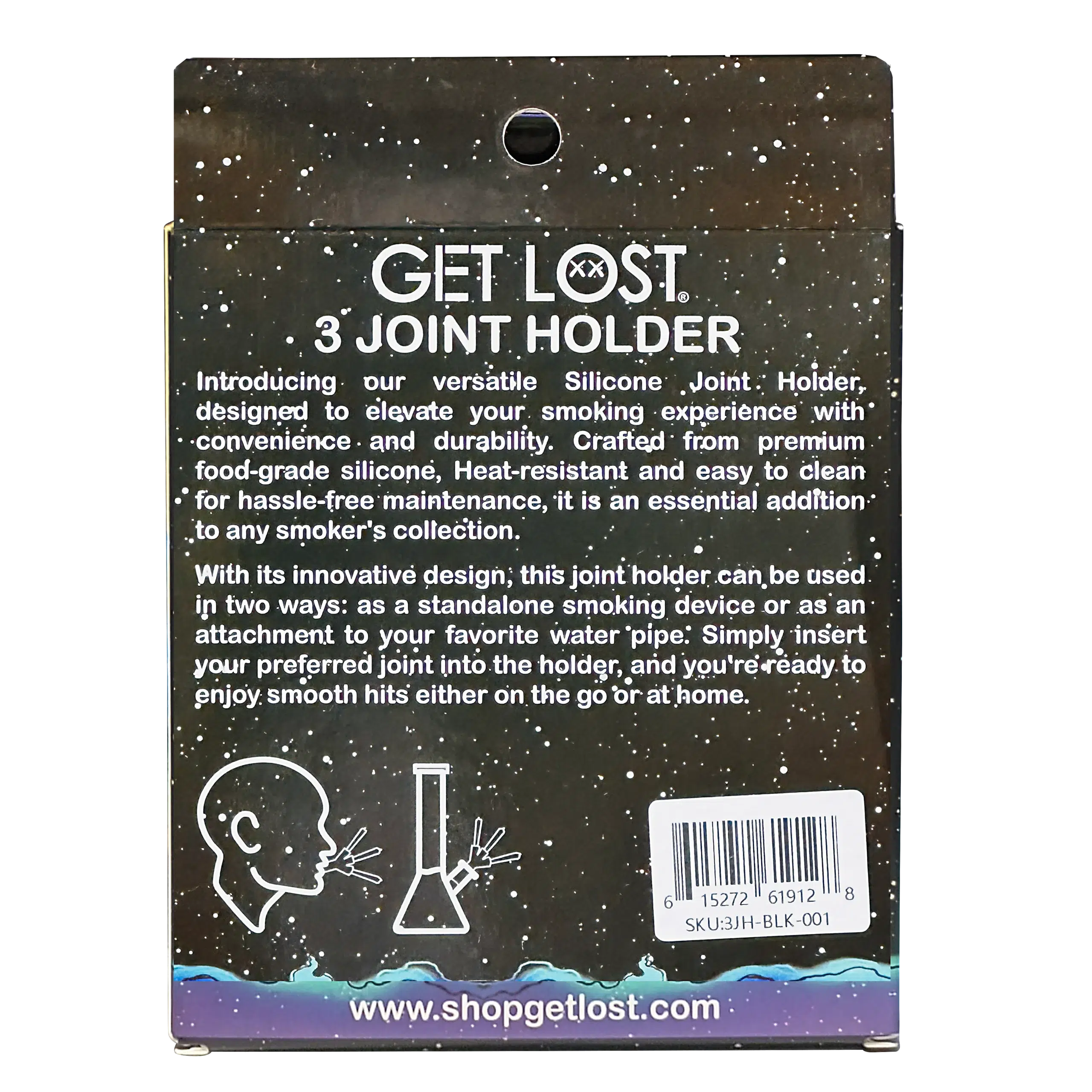 3JH-BLK-001 - Get Lost Silicone Joint Holder – Dual-Use 3-Joint Adapter (Black) - Image 3