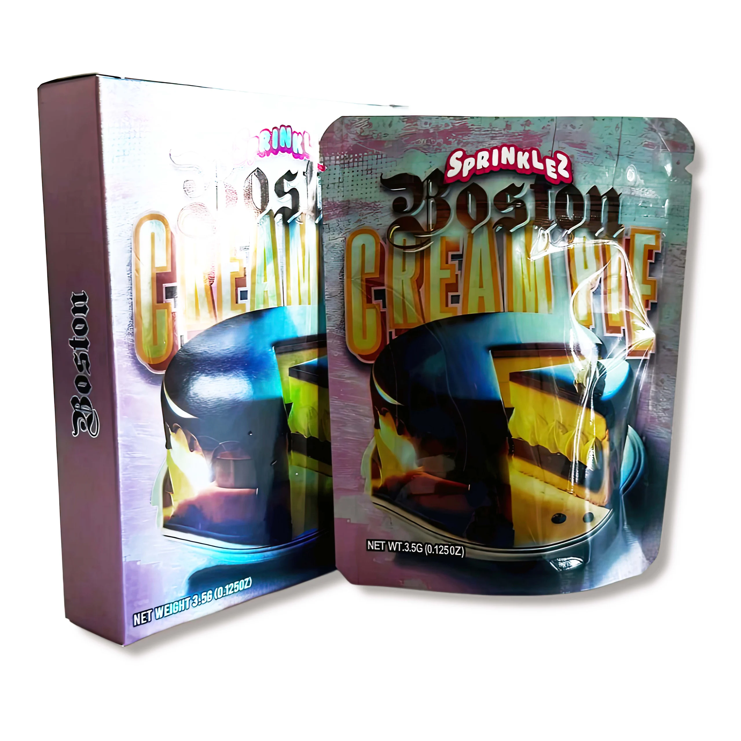Bag-n-Box 3.5g Mylar Packaging Set – (25 Count Bags) + (25 Count) Display Boxes – Sprinklez Boston Cream Pie BAGNBOX-007