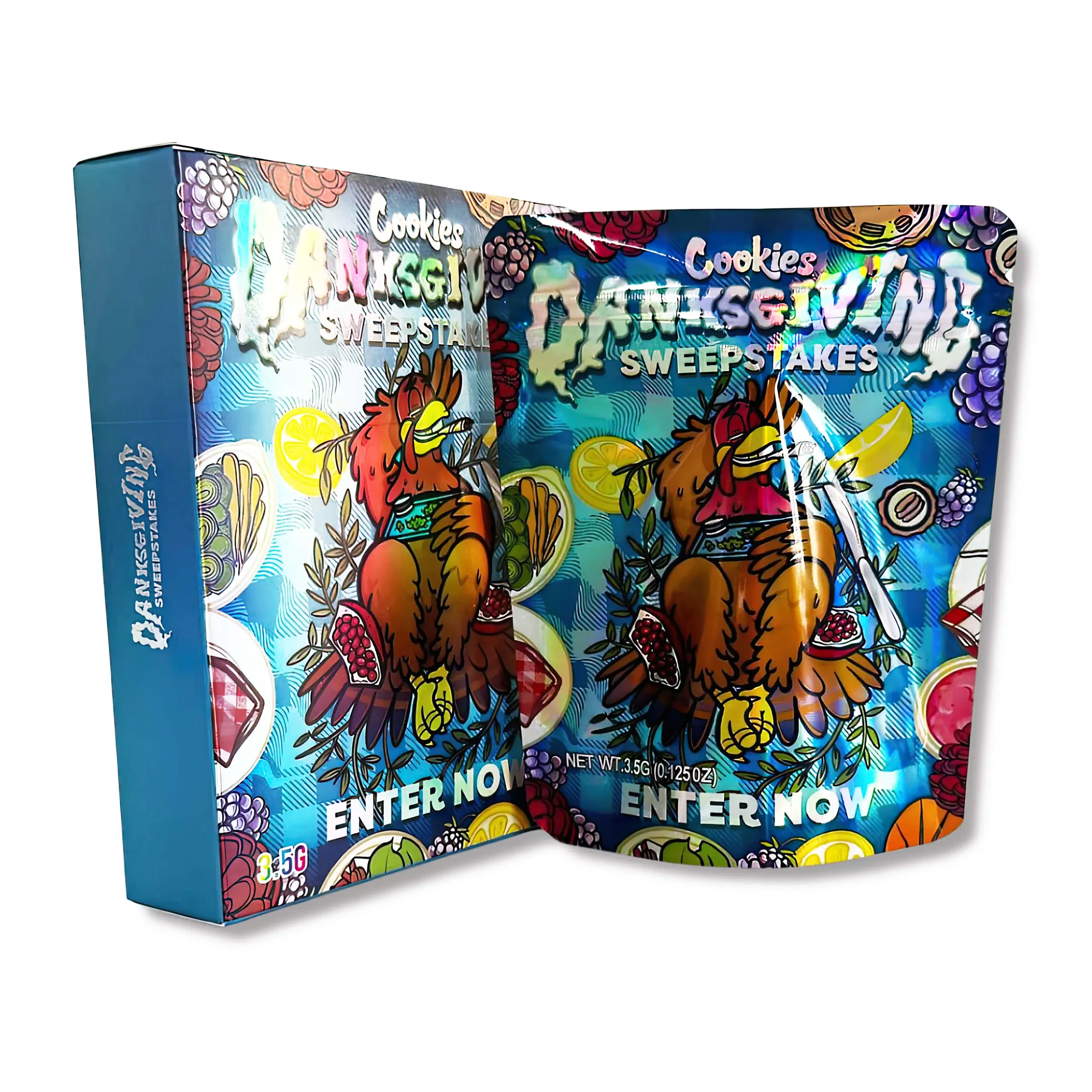 Bag-n-Box 3.5g Mylar Packaging Set – (25 Count Bags) + (25 Count) Display Boxes – Cookies Danksgiving Sweeptakes BAGNBOX-071