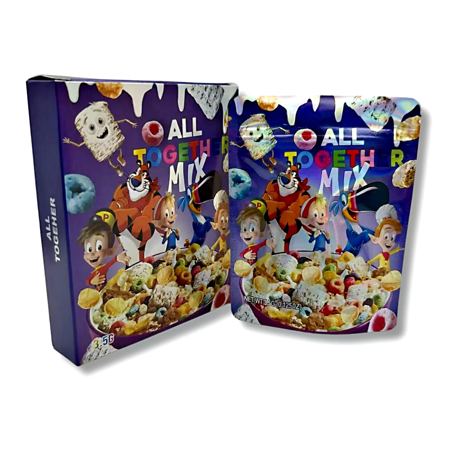 Bag-n-Box 3.5g Mylar Packaging Set – (25 Count Bags) + (25 Count) Display Boxes – All Together Mix BAGNBOX-085