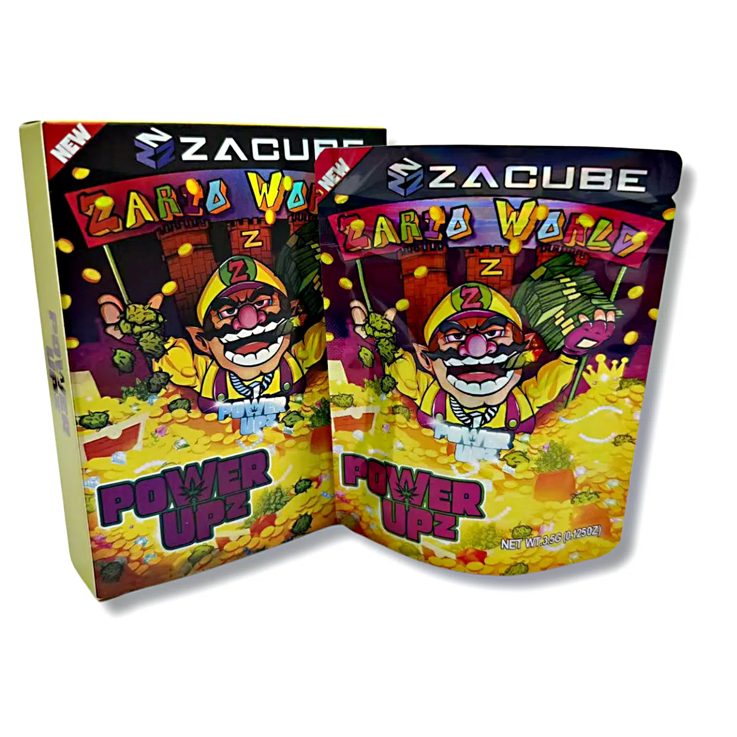 Bag-n-Box 3.5g Mylar Packaging Set – (25 Count Bags) + (25 Count) Display Boxes - Zacube Zario World BAGNBOX-109