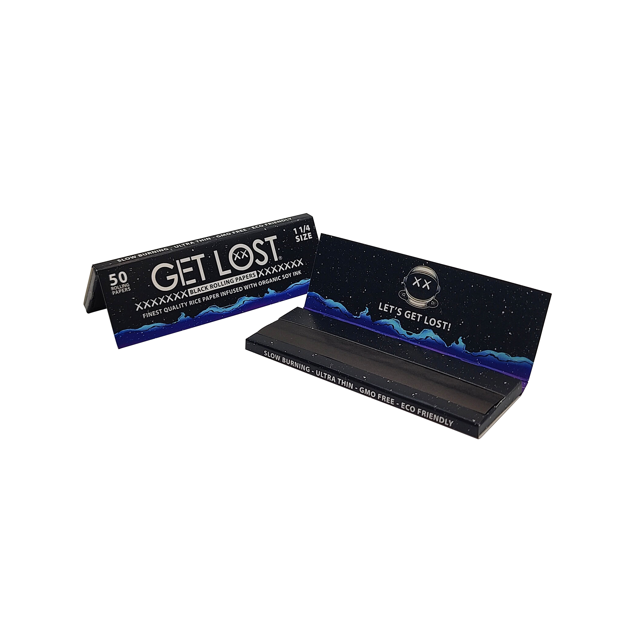 BRP-114-005 - Get Lost - Black Rolling Papers – (50 Count) (1 1/4") - Image 2