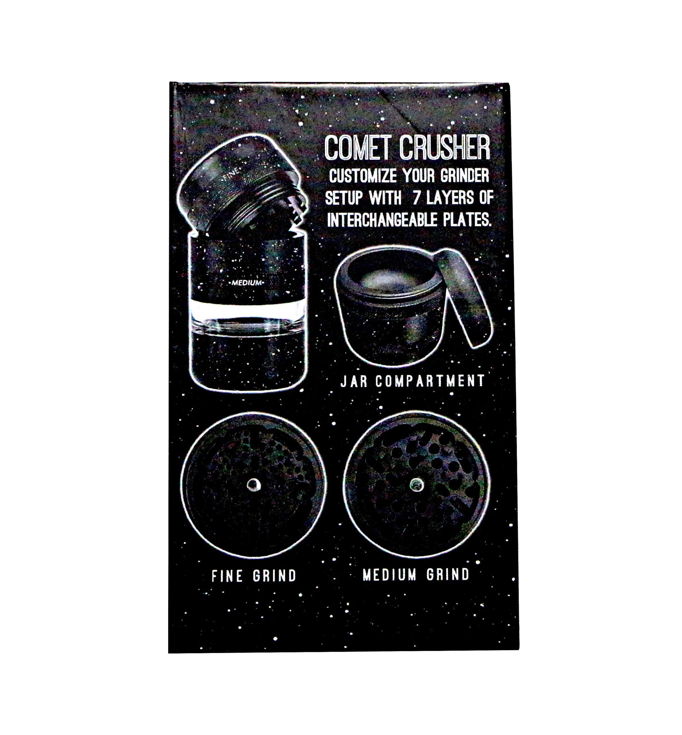 CC-BLK-002 Get Lost Comet Crusher Gradient Premium Herb Grinder (7-Piece Modular Design) (Black) - Image 13