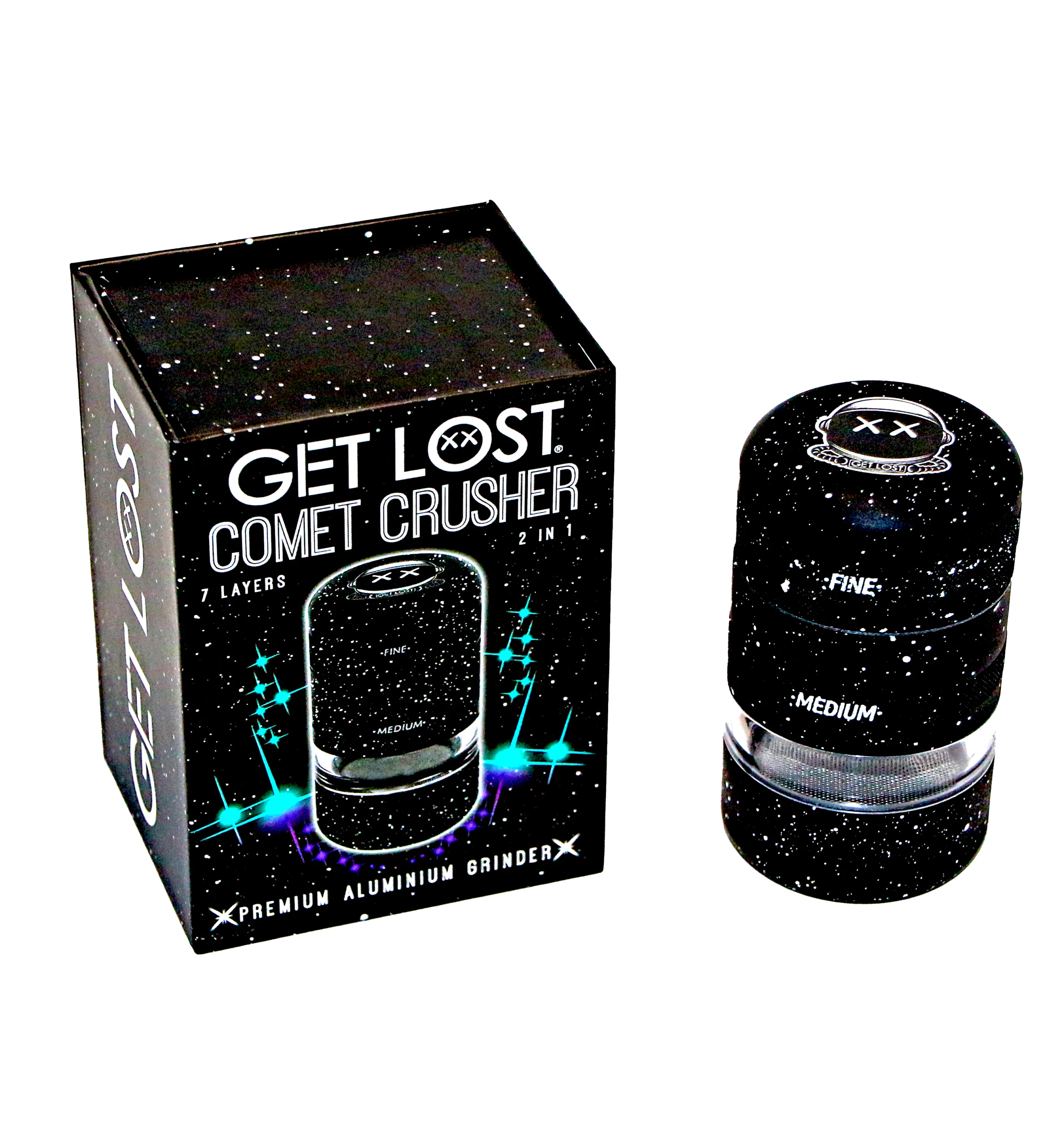 CC-BLK-002 Get Lost Comet Crusher Gradient Premium Herb Grinder (7-Piece Modular Design) (Black) - Image 12