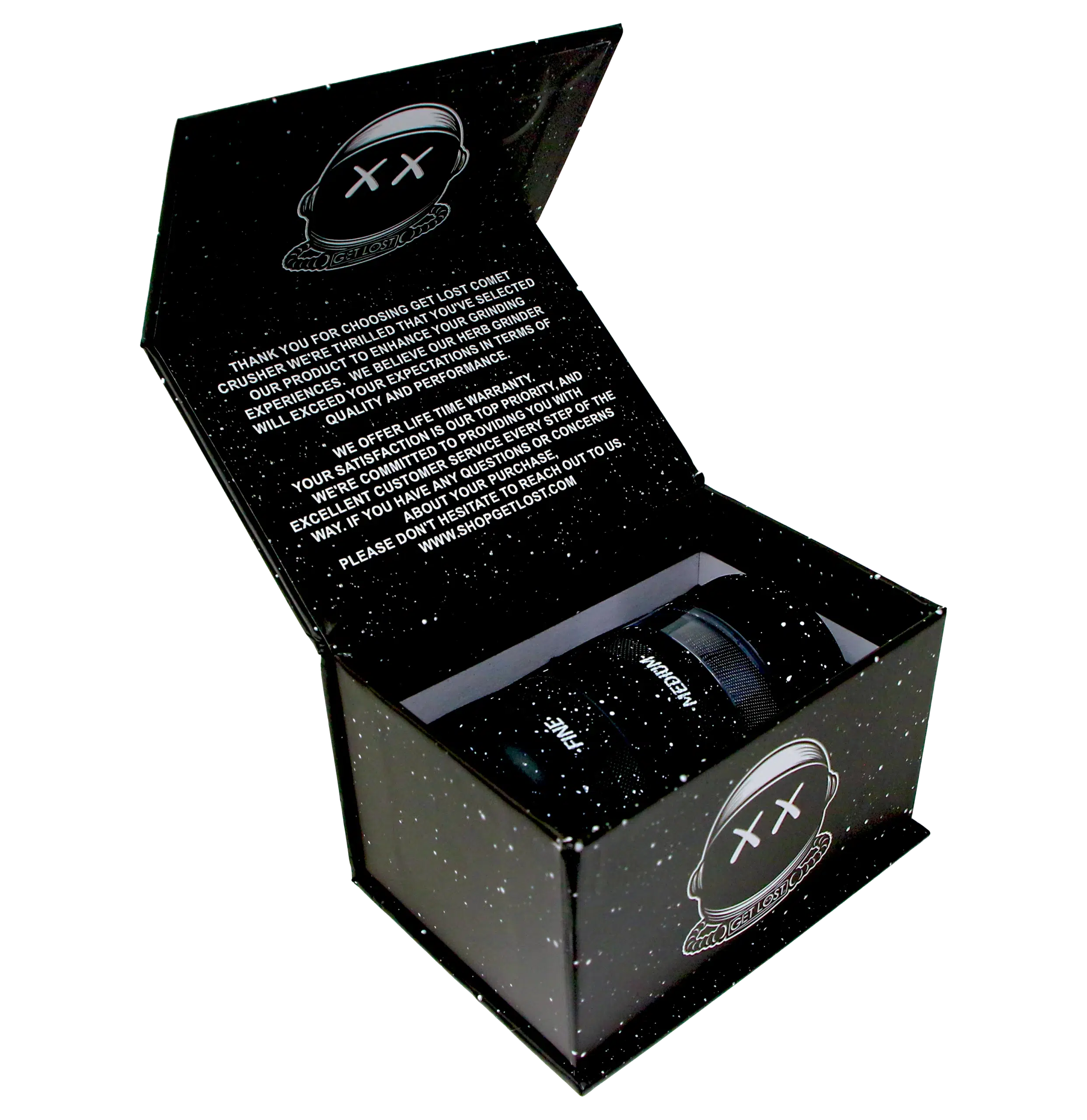 CC-BLK-002 Get Lost Comet Crusher Gradient Premium Herb Grinder (7-Piece Modular Design) (Black) - Image 8