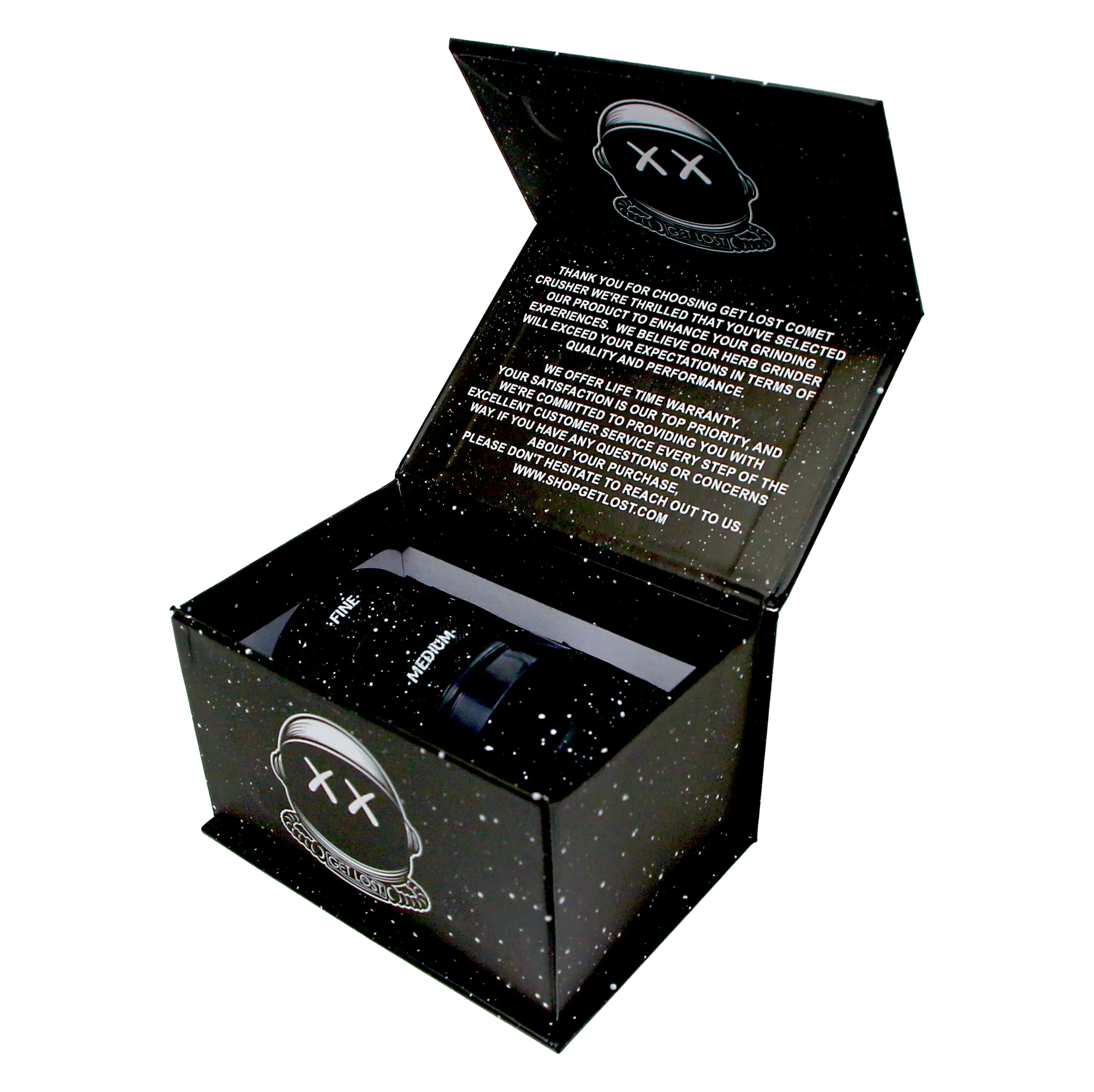 CC-BLK-002 Get Lost Comet Crusher Gradient Premium Herb Grinder (7-Piece Modular Design) (Black) - Image 7