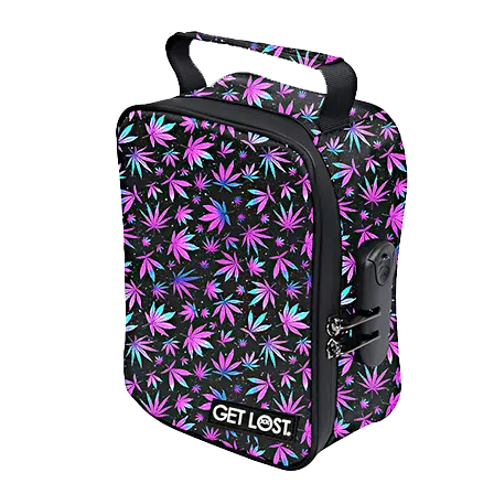 CSB-SL-013 Get Lost Premium Saffiano Leather Stash Bag (Blue and Purple Weed)