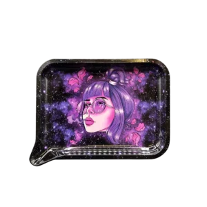 FRT-003 Get Lost Medium Funnel Rolling Tray – No Lid (Purple Hair Girl With Glasses)