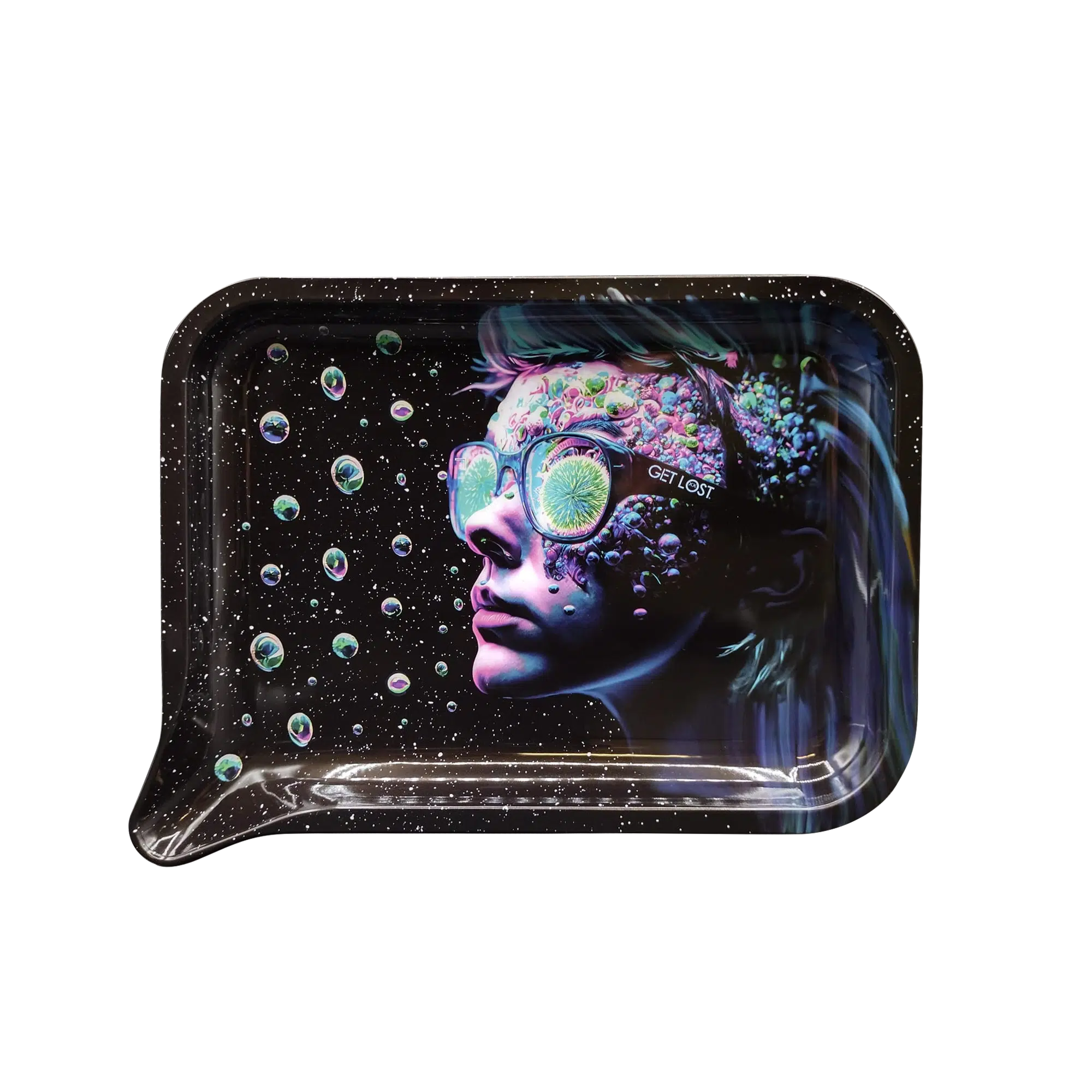 FRT-007 Get Lost Medium Funnel Rolling Tray – No Lid (Trippy Guy)