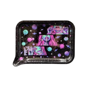 FRT-032 Get Lost Medium Funnel Rolling Tray – No Lid (Rolling Smoking Girl)