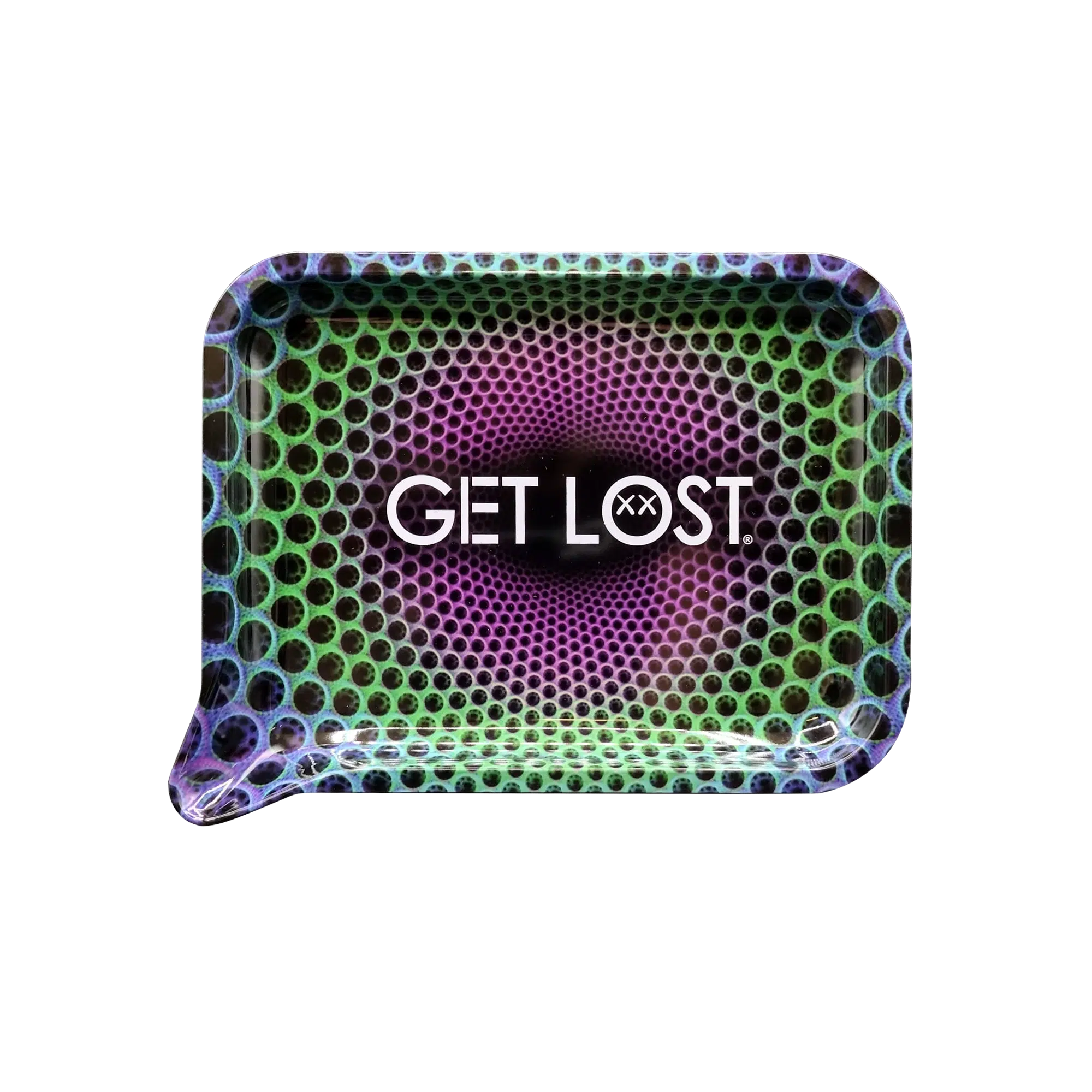 FRT-040 Get Lost Medium Funnel Rolling Tray – No Lid (Trippy Spiral)