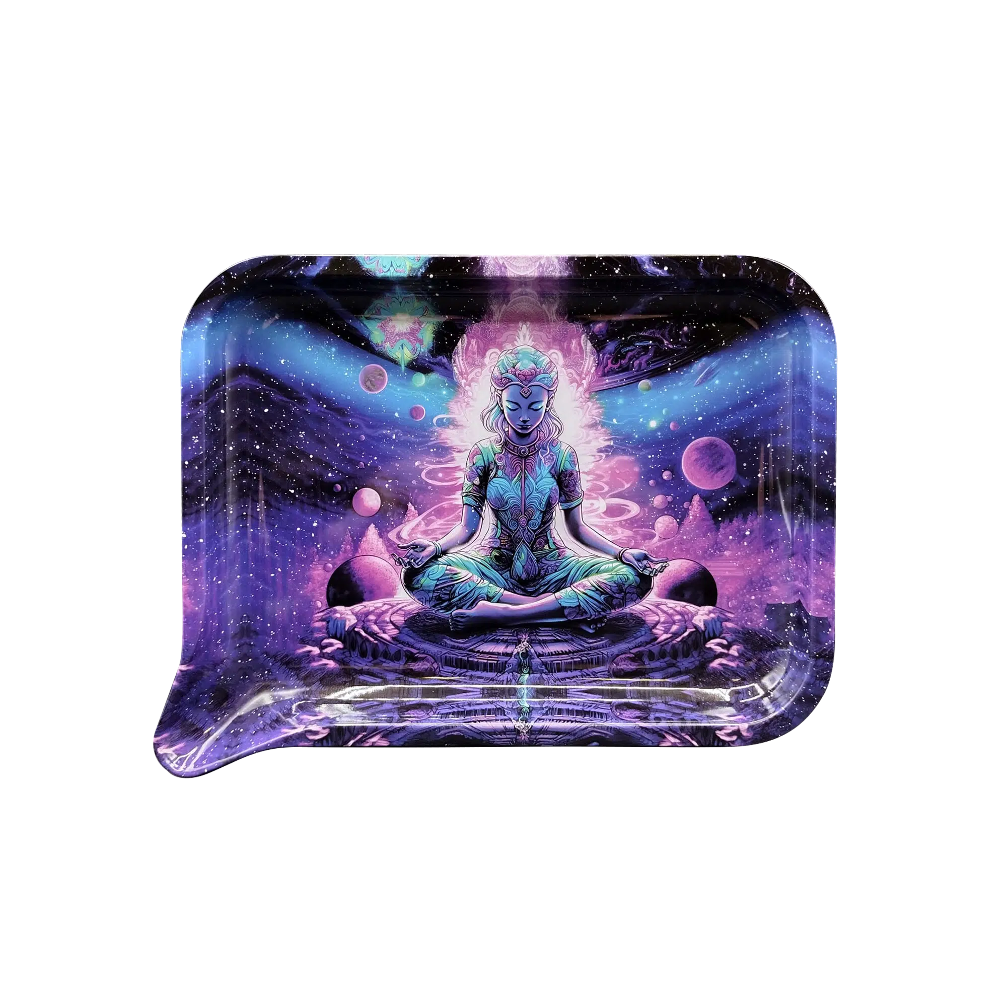 FRT-041 Get Lost Medium Funnel Rolling Tray – No Lid (Meditating Girl)