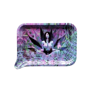 FRT-042 Get Lost Medium Funnel Rolling Tray – No Lid (Meditating Girl With Weed)