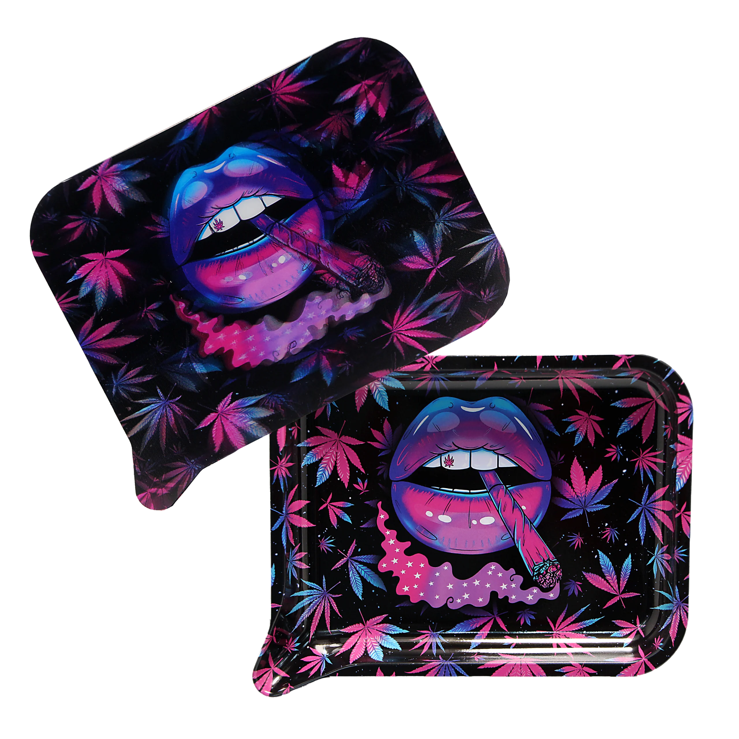 FRT3D-022 Get Lost Medium Funnel Rolling Tray with 3D Magnetic Lid (Get Lost Big Lips)