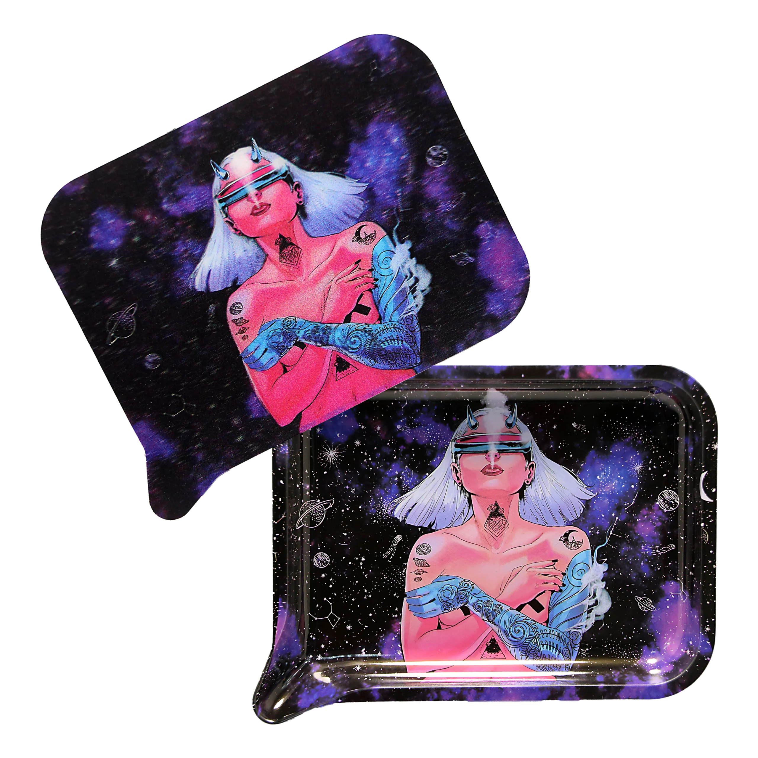 FRT3D-033 Get Lost Medium Funnel Rolling Tray with 3D Magnetic Lid (Get Lost Teleporting Girl Nude)