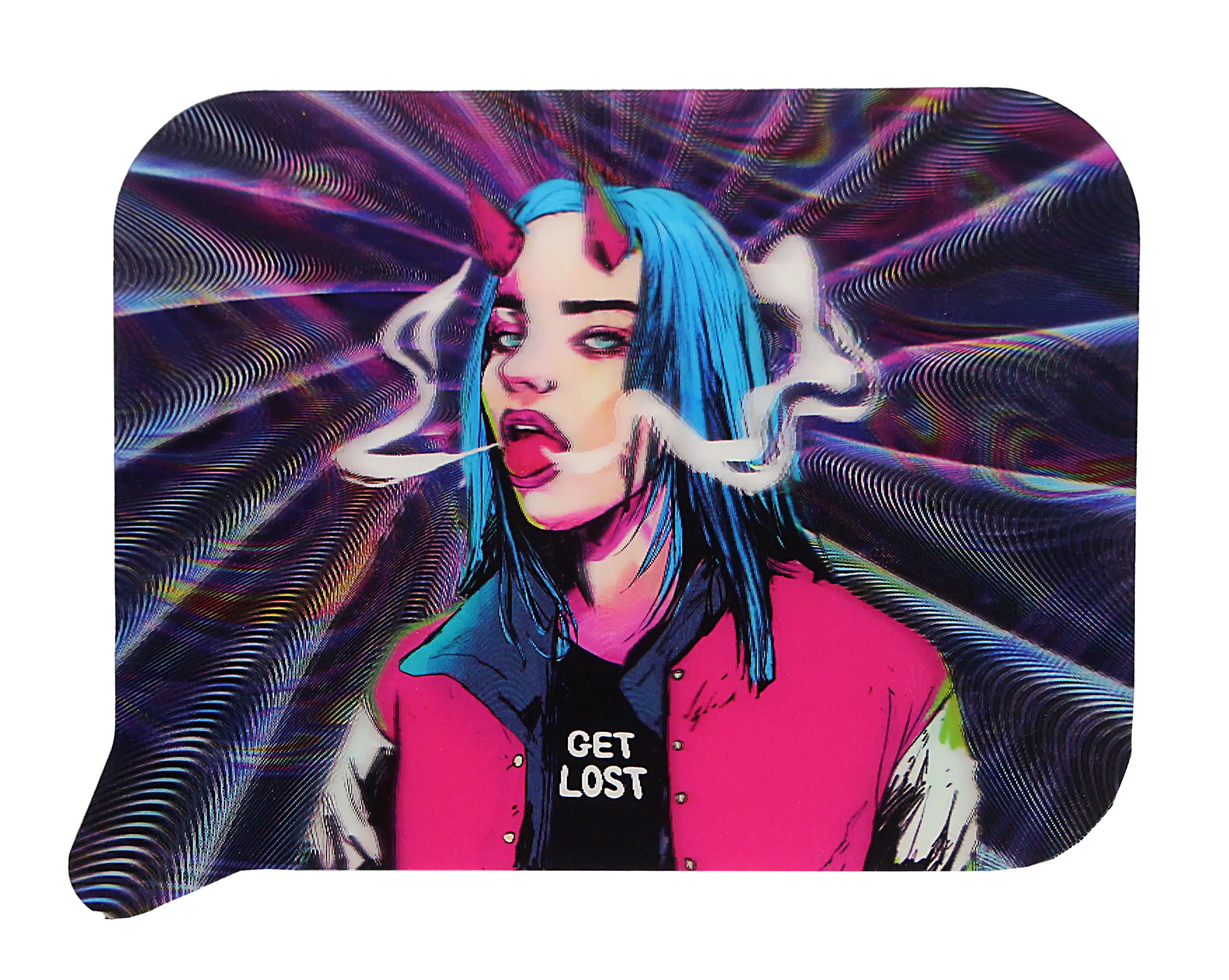 FRT3D-036 Get Lost Medium Funnel Rolling Tray with 3D Magnetic Lid (Get Lost Devil Girl Blue Hair Smoking) - Image 4
