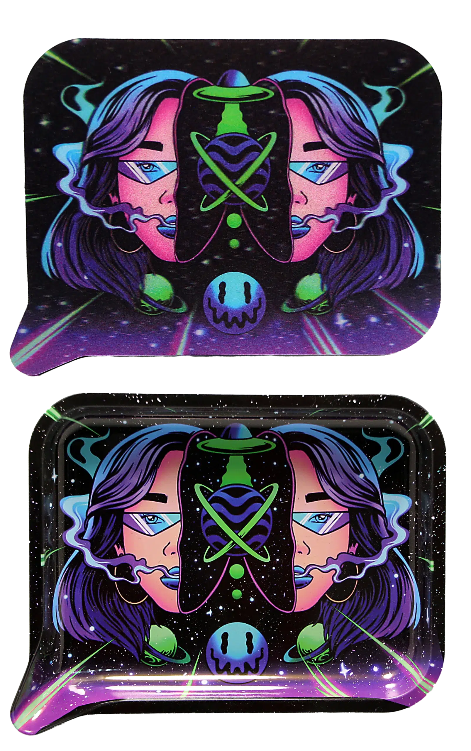 FRT3D-039 Get Lost Medium Funnel Rolling Tray with 3D Magnetic Lid (Get Lost Girl Split Face) - Image 2