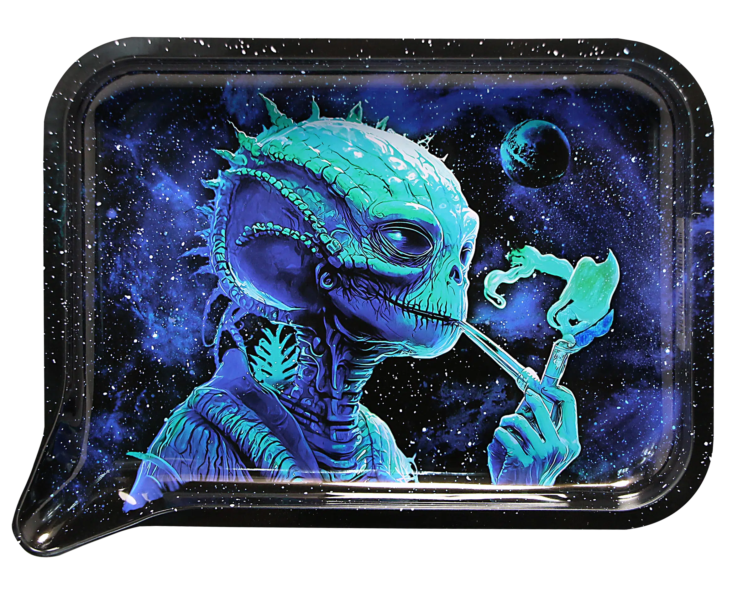 FRT3D-040 Get Lost Medium Funnel Rolling Tray with 3D Magnetic Lid (Get Lost Green Alien Smoking) - Image 3