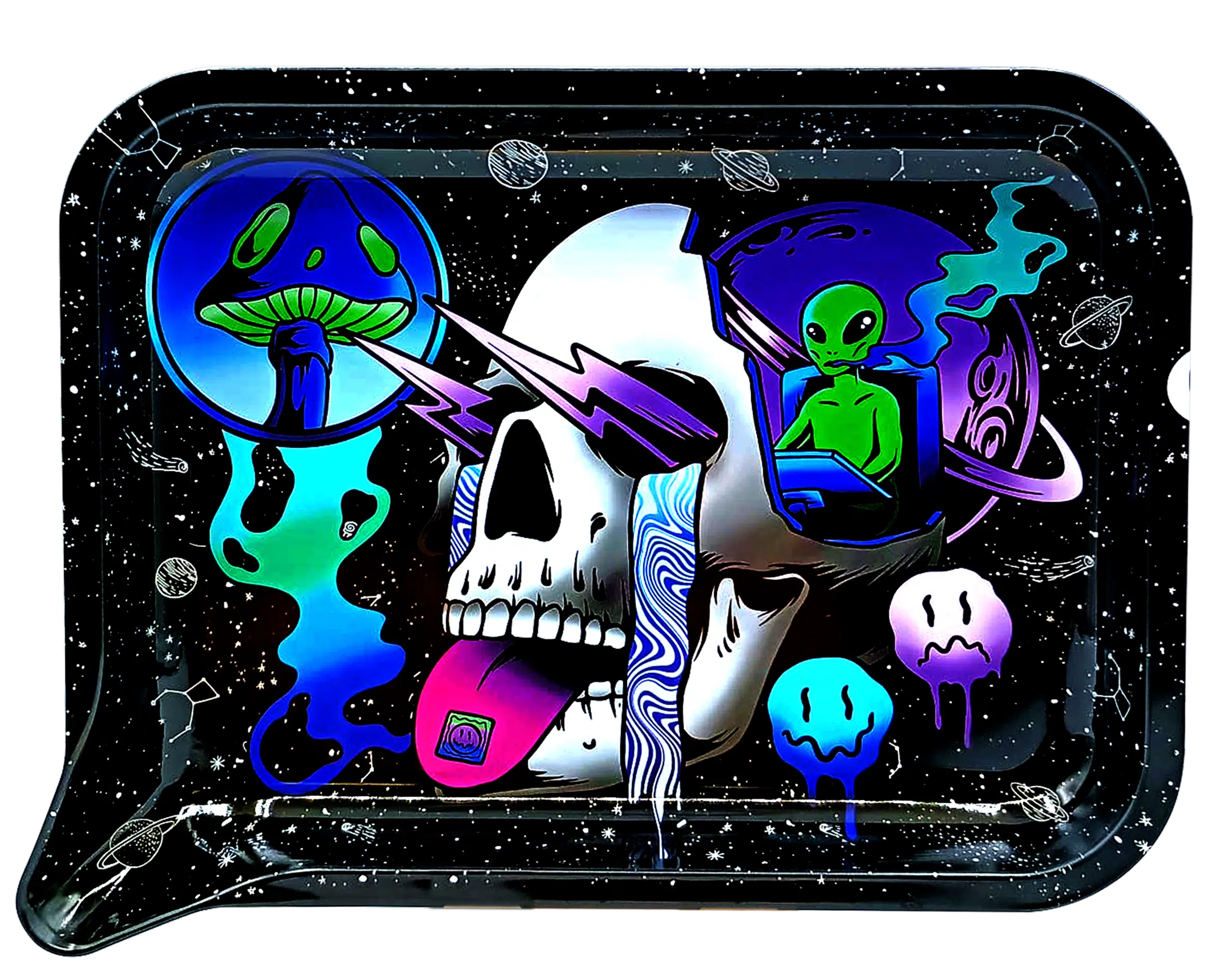 FRT3D-043 Get Lost Medium Funnel Rolling Tray with 3D Magnetic Lid (Get Lost Galaxy Skull) - Image 3