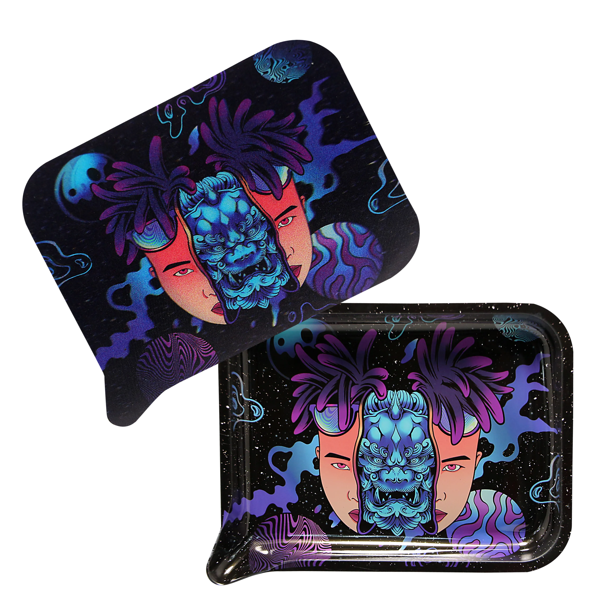 FRT3D-044 Get Lost Medium Funnel Rolling Tray with 3D Magnetic Lid (Get Lost Split Face)