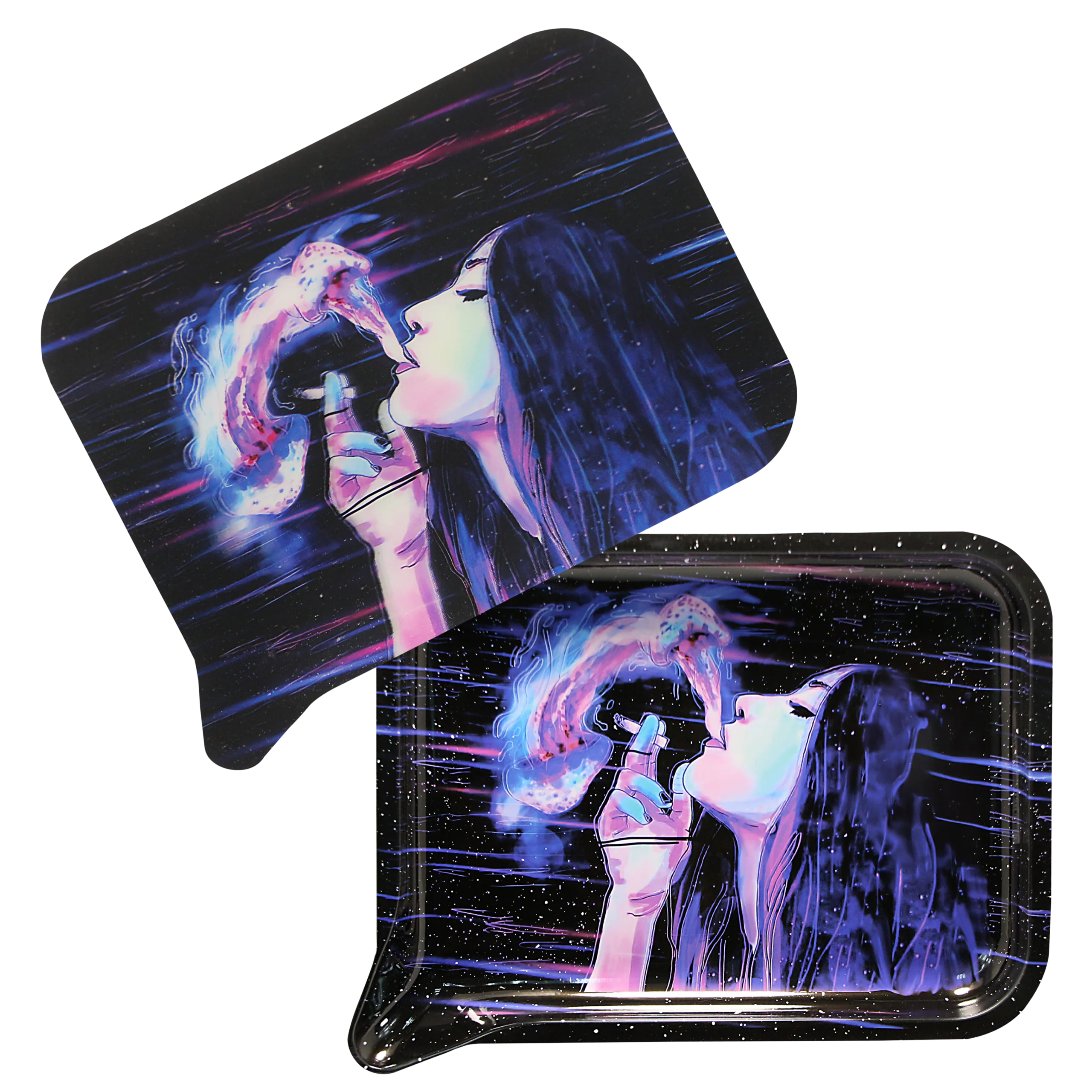FRT3D-046 Get Lost Medium Funnel Rolling Tray with 3D Magnetic Lid (Get Lost Hot Chic Smoking Up)