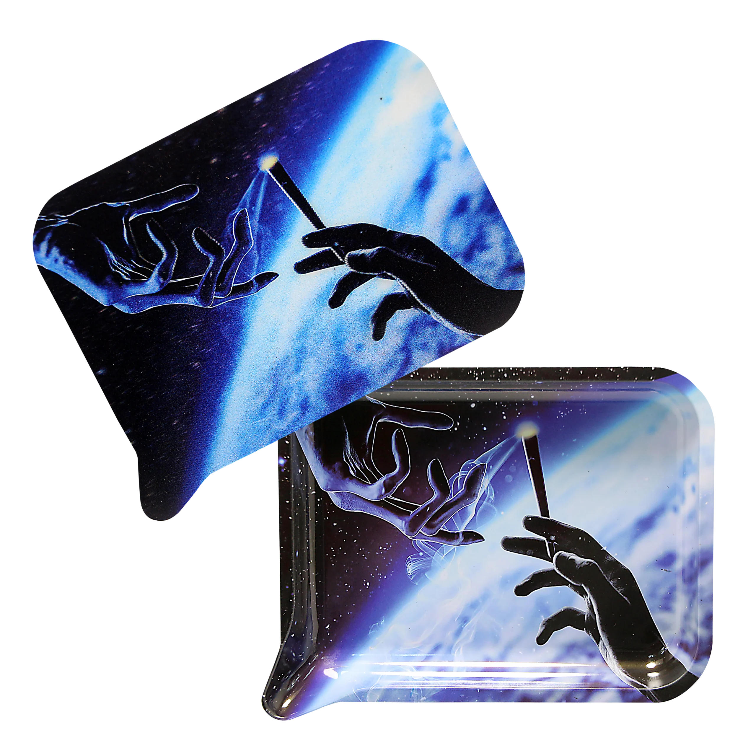 FRT3D-047 Get Lost Medium Funnel Rolling Tray with 3D Magnetic Lid (Get Lost Alien Fingers Smoking)