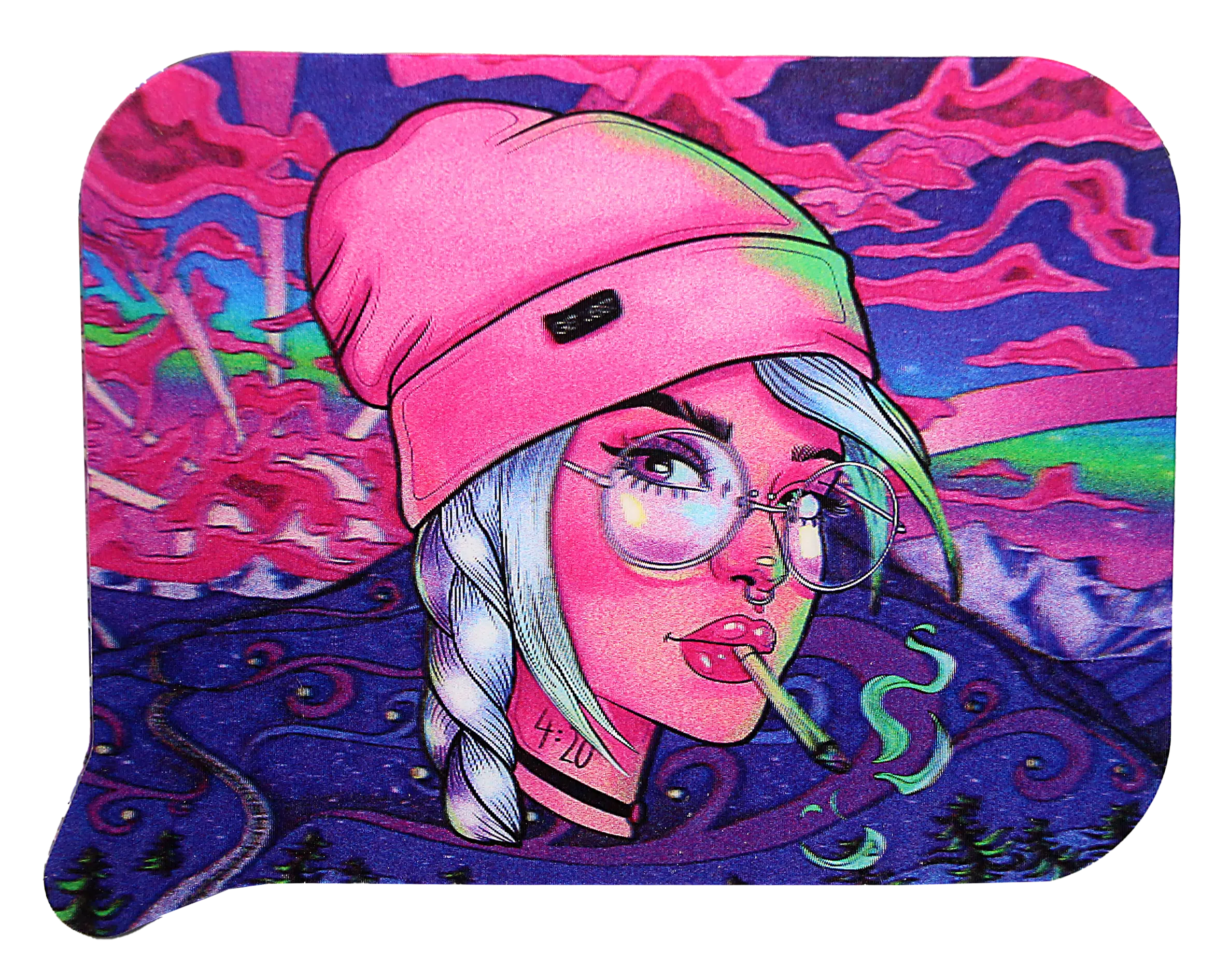 FRT3D-051 Get Lost Medium Funnel Rolling Tray with 3D Magnetic Lid (Get Lost Pink Hat Girl) - Image 4