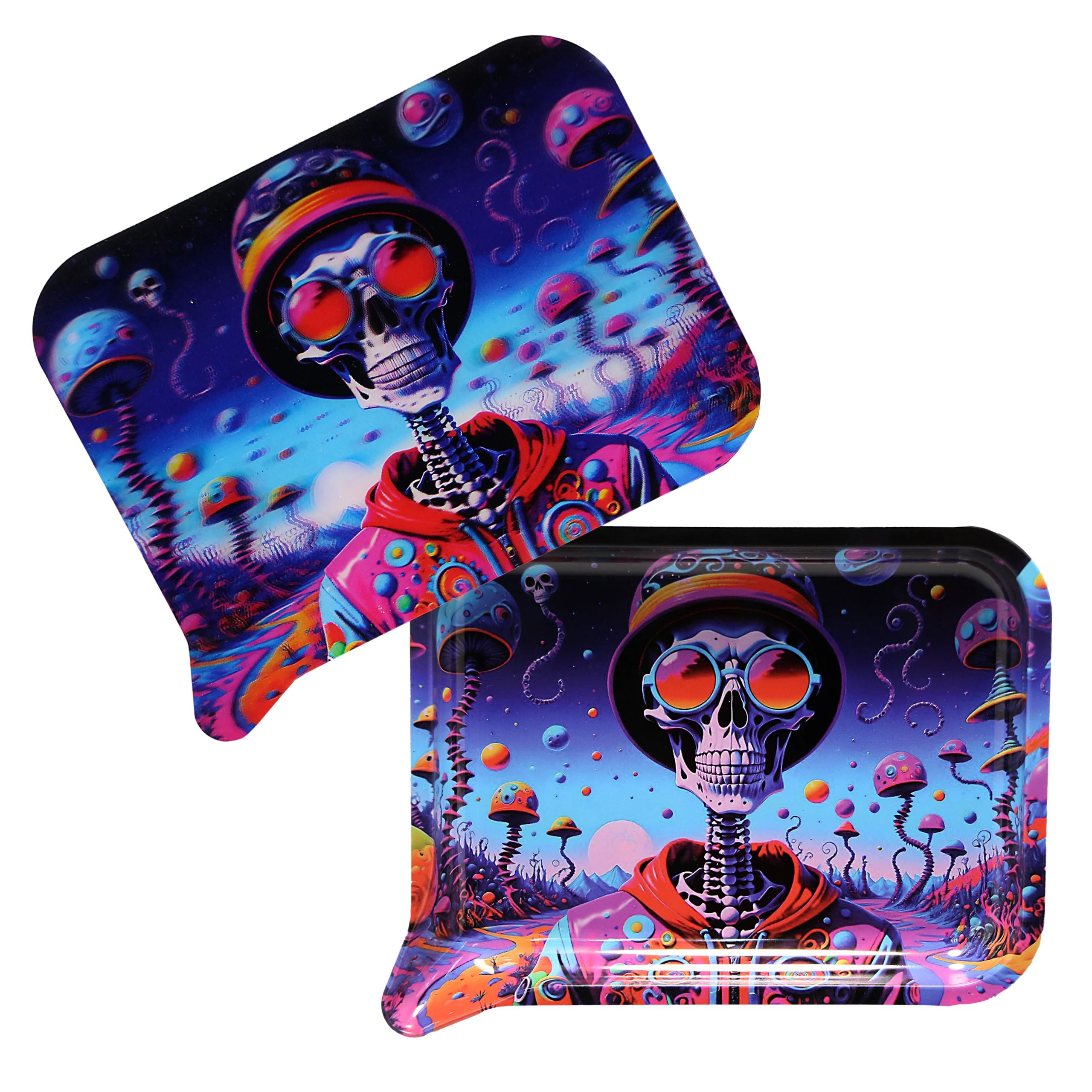 FRT3D-058 Get Lost Medium Funnel Rolling Tray with 3D Magnetic Lid (Get Lost Cool Style Skeleton)