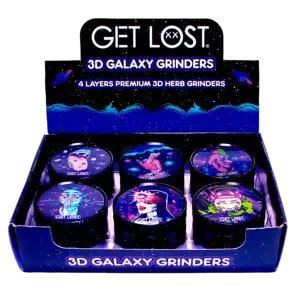 G3DG-6PK-003 - Get Lost Galaxy 3D Herb Grinders – 63mm (6 Count) Set 03