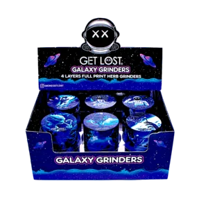 GG-50-001 - Get Lost Galaxy Grinders 4 Layers Full Print Herb Grinders – 50mm (12 Count) Set 01