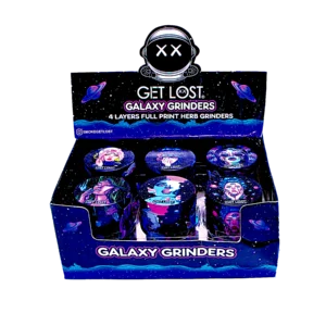 GG-50-004 - Get Lost Galaxy Grinders 4 Layers Full Print Herb Grinders – 50mm (12 Count) Set 04