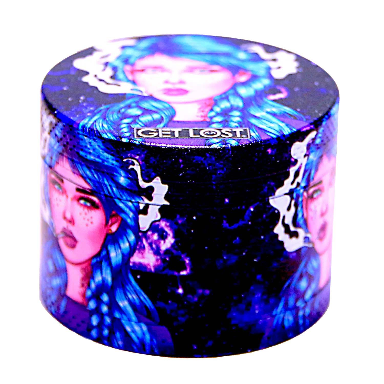 GG-50-006 - Get Lost Galaxy Grinders 4 Layers Full Print Herb Grinders – 50mm (12 Count) Set 06 - Image 13