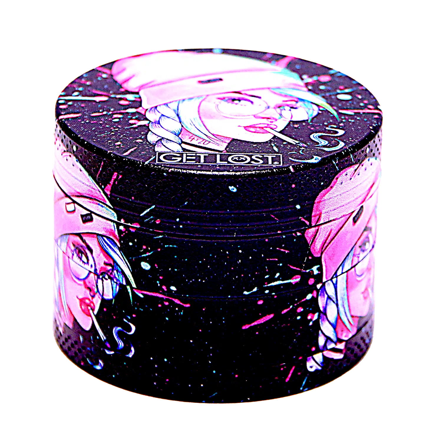 GG-50-006 - Get Lost Galaxy Grinders 4 Layers Full Print Herb Grinders – 50mm (12 Count) Set 06 - Image 11