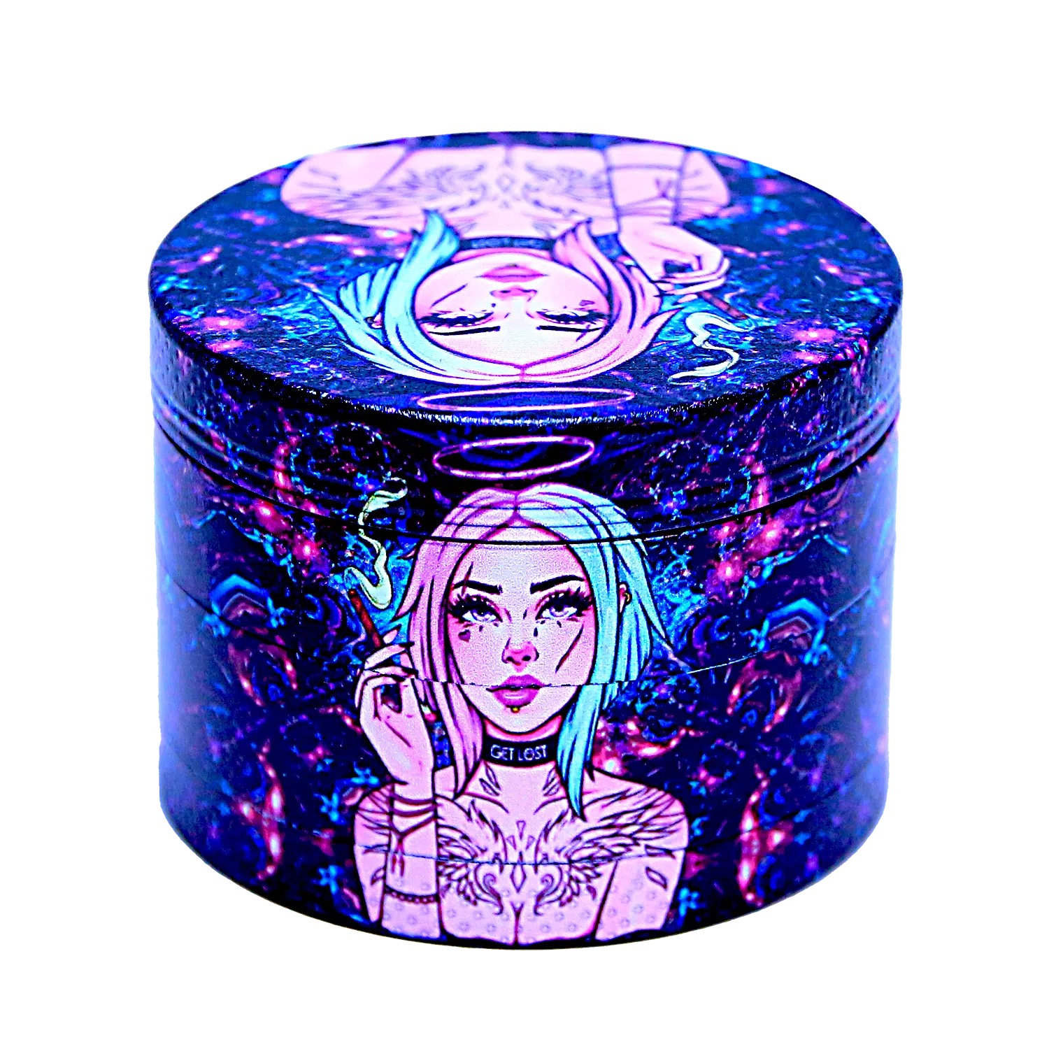 GG-50-007 - Get Lost Galaxy Grinders 4 Layers Full Print Herb Grinders – 50mm (12 Count) Set 07 - Image 9