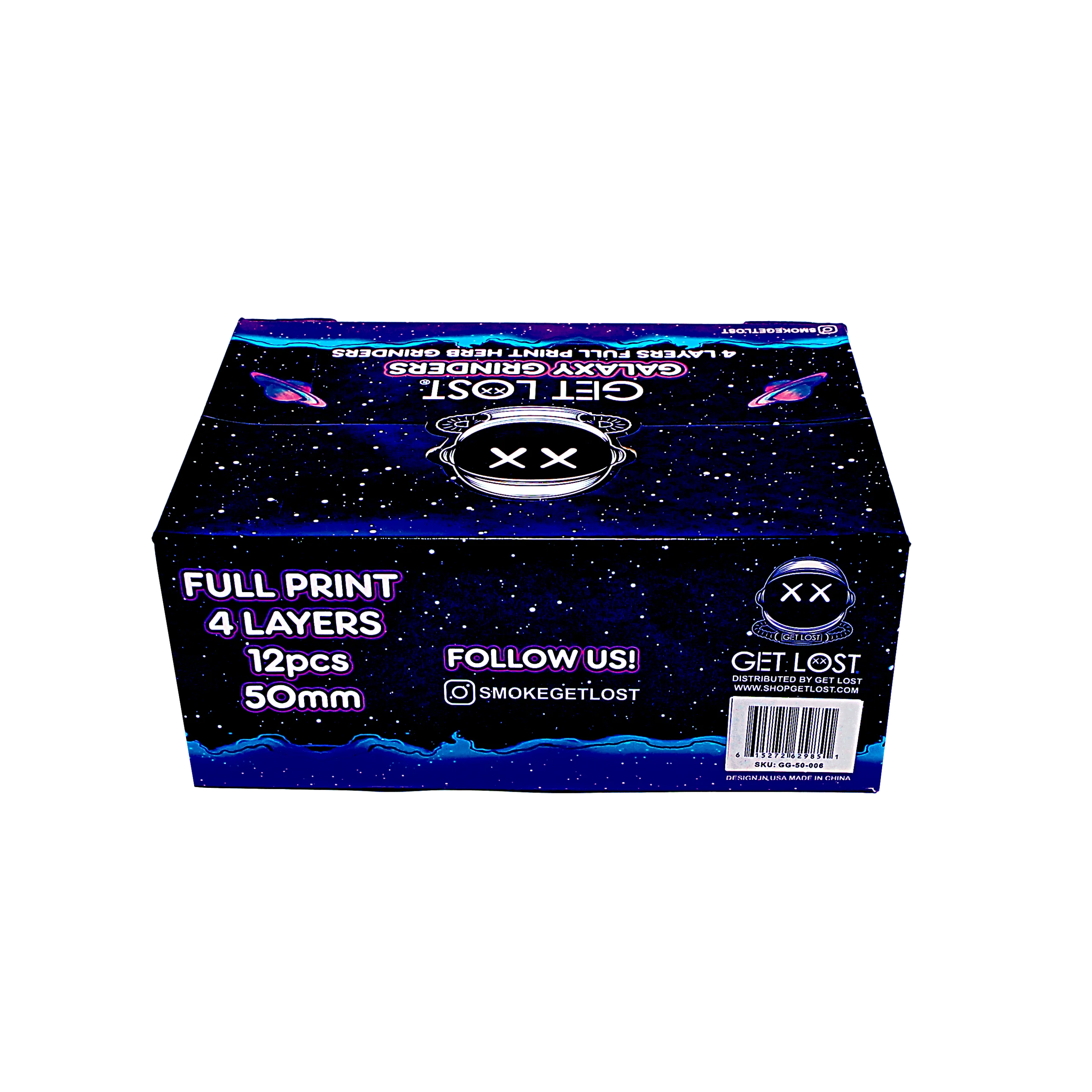 GG-50-008 - Get Lost Galaxy Grinders 4 Layers Full Print Herb Grinders – 50mm (12 Count) Set 08 - Image 8