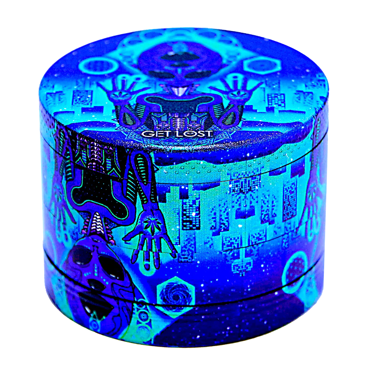 GG-50-010 - Get Lost Galaxy Grinders 4 Layers Full Print Herb Grinders – 50mm (12 Count) Set 10 - Image 16