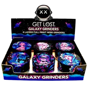 GG-63-006 - Get Lost Galaxy Grinders 4 Layers Full Print Herb Grinders – 63mm (6 Count) Set 06