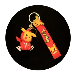 KSB-081 Anime - Pokemon - Pikachu Suit Red - Keychain With Silicone Band