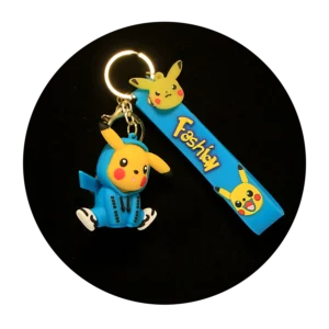 KSB-082 Anime - Pokemon - Pikachu Suit Aqua - Keychain With Silicone Band