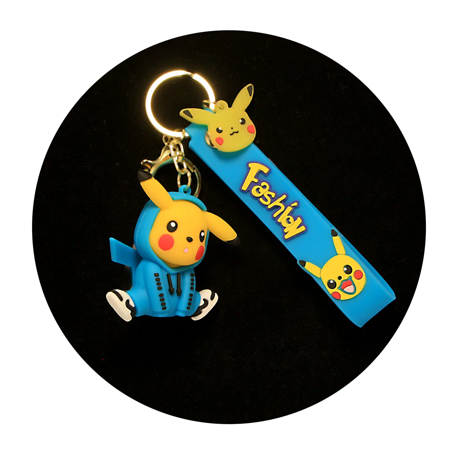 KSB-082 Anime – Pokemon – Pikachu Suit Aqua – Keychain With Silicone Band