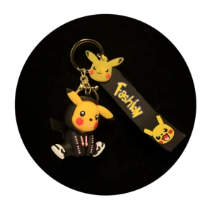 KSB-084 Anime - Pokemon - Pikachu Suit Black - Keychain With Silicone Band