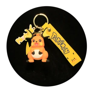 KSB-086 Anime - Pokemon - Pikachu Orange - Keychain With Silicone Band