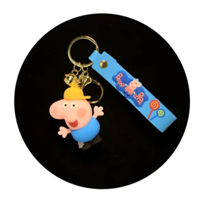 KSB-114 Anime - Peppa Pig Light Blue - Keychain With Silicone Band