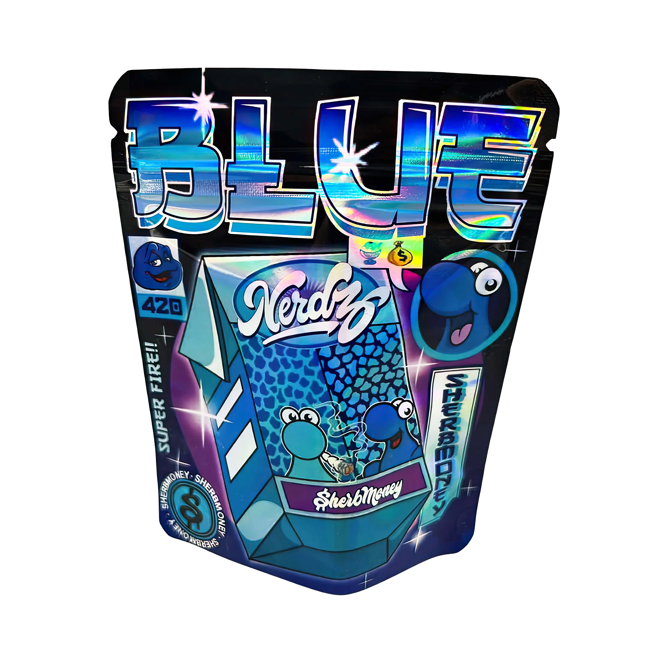 3.5 Gram Mylar Bag – Premium Smell-Proof Packaging – Blue Nerdz (50 Count) MB-35G-003