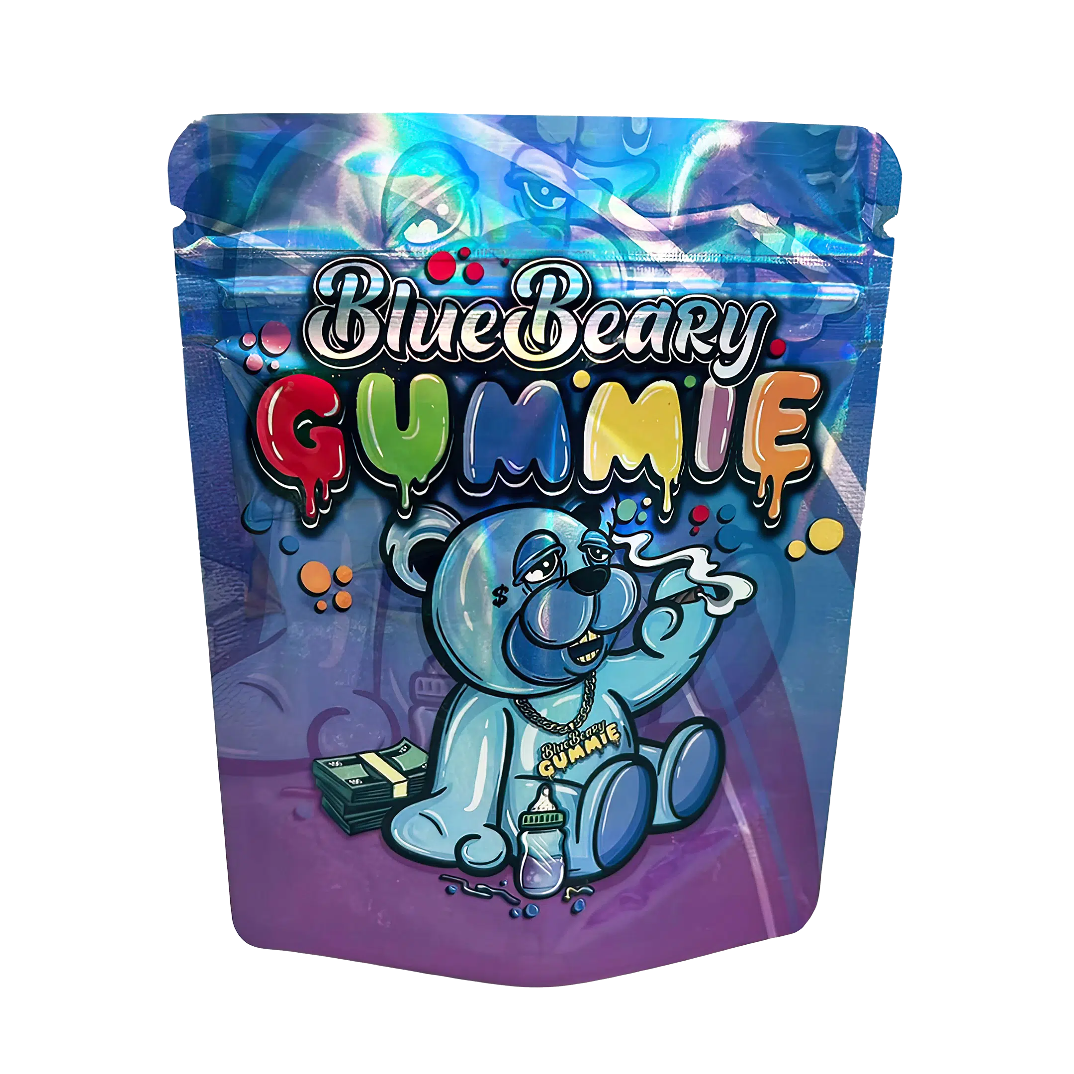 3.5 Gram Mylar Bag – Premium Smell-Proof Packaging – Blue Beary Gummie (50 Count) MB-35G-008