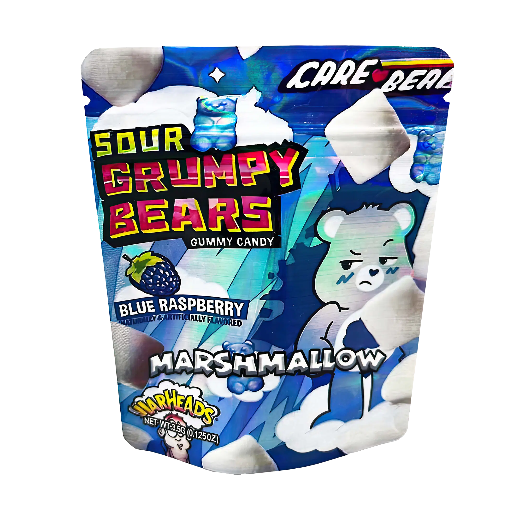 3.5 Gram Mylar Bag – Premium Smell-Proof Packaging - Sour Grumpy Bears (50 Count) MB-35G-061
